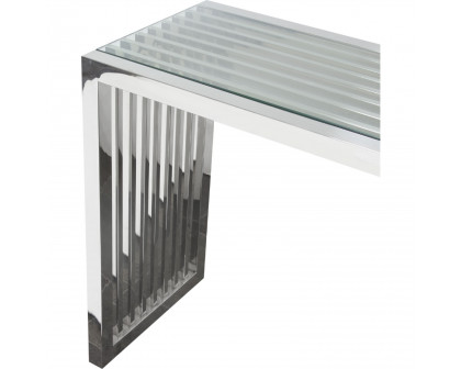 Diamond Sofa - SOHO Rectangular Stainless Steel Console Table with Clear Tempered Glass Top