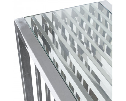 Diamond Sofa - SOHO Rectangular Stainless Steel Console Table with Clear Tempered Glass Top