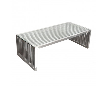 Diamond Sofa - SOHO Rectangular Stainless Steel Cocktail Table with Clear Tempered Glass Top