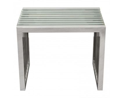 Diamond Sofa - SOHO Rectangular Stainless Steel End Table with Clear Tempered Glass Top