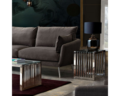 Diamond Sofa - SOHO Rectangular Stainless Steel End Table with Clear Tempered Glass Top