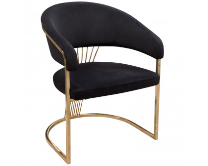 Diamond Sofa Solstice Velvet Dining Chair with Polished Gold Metal Frame - Black