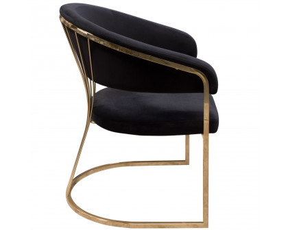 Diamond Sofa Solstice Velvet Dining Chair with Polished Gold Metal Frame - Black