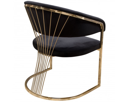 Diamond Sofa Solstice Velvet Dining Chair with Polished Gold Metal Frame - Black