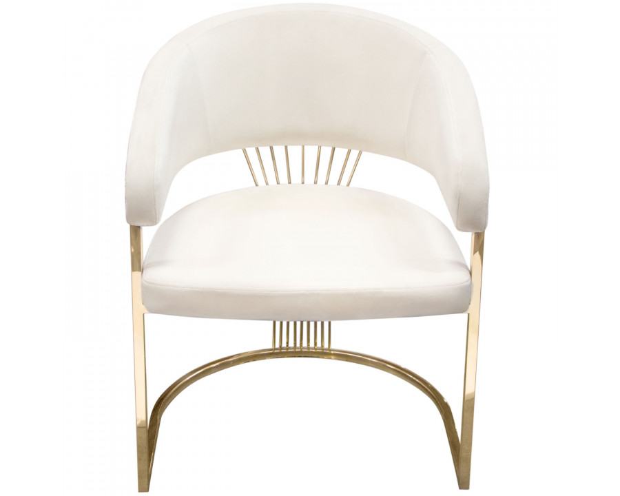 Diamond Sofa Solstice Velvet Dining Chair with Polished Gold Metal Frame - Cream