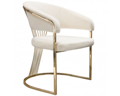 Diamond Sofa Solstice Velvet Dining Chair with Polished Gold Metal Frame - Cream