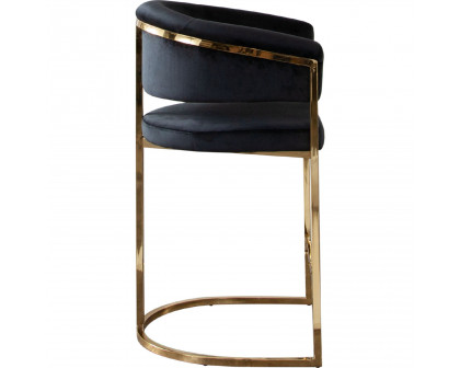 Diamond Sofa Solstice Velvet Counter Height Chair with Polished Gold Metal Frame - Black