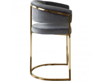 Diamond Sofa Solstice Velvet Counter Height Chair with Polished Gold Metal Frame - Gray