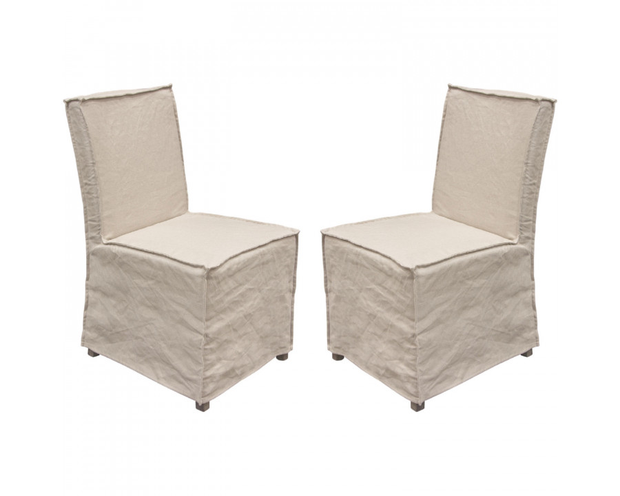 Diamond Sofa - Sonoma 2-Pack Dining Chairs with Wood Legs and Linen Removable Slipcover in Sand