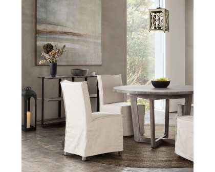 Diamond Sofa - Sonoma 2-Pack Dining Chairs with Wood Legs and Linen Removable Slipcover in Sand