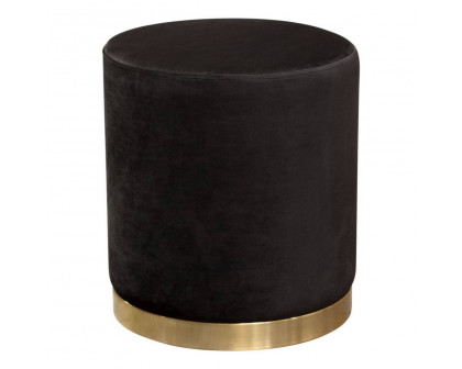 Diamond Sofa - Sorbet Velvet Round Accent Ottoman with Gold/Silver Metal Band Accent