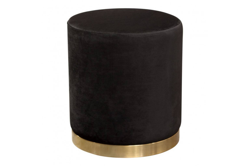 Diamond Sofa™ Sorbet Velvet Round Accent Ottoman with Gold Metal Band Accent - Black