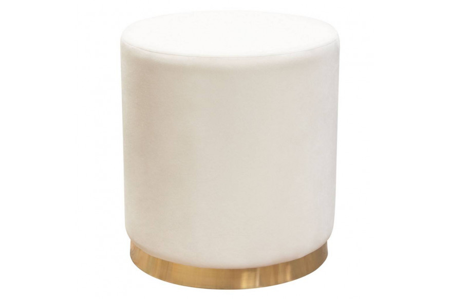 Diamond Sofa™ Sorbet Velvet Round Accent Ottoman with Gold Metal Band Accent - Cream