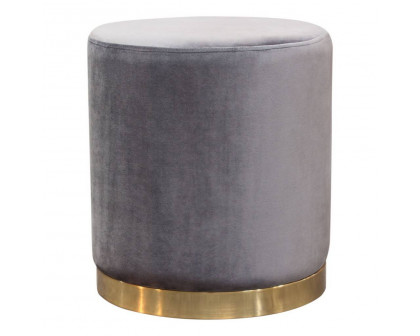 Diamond Sofa - Sorbet Velvet Round Accent Ottoman with Gold/Silver Metal Band Accent