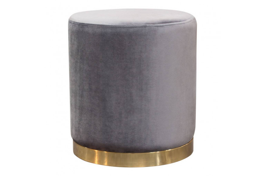 Diamond Sofa™ Sorbet Velvet Round Accent Ottoman with Silver Metal Band Accent - Gray