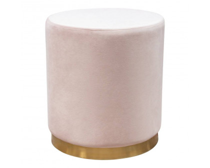 Diamond Sofa - Sorbet Velvet Round Accent Ottoman with Gold/Silver Metal Band Accent