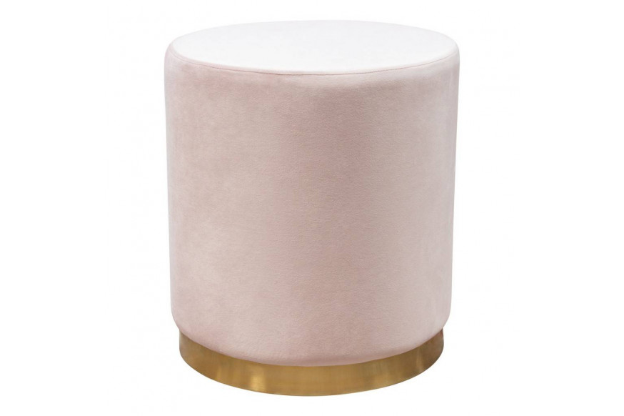 Diamond Sofa™ Sorbet Velvet Round Accent Ottoman with Gold Metal Band Accent - Blush Pink