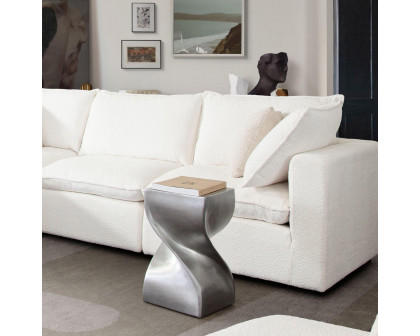 Diamond Sofa - Spire Square Accent Table in Casted Aluminum in Nickel Finish