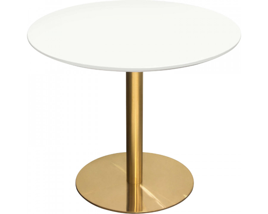 Diamond Sofa - Stella 36" Round Dining Table with White Lacquer Top and Brushed Gold Metal Base