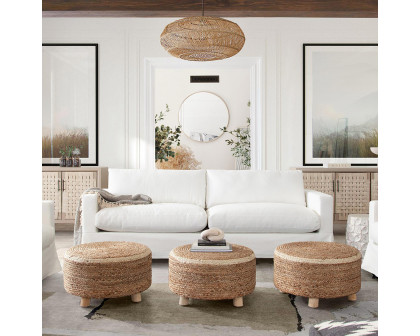 Diamond Sofa - Round Accent Stool in Natural Jute Fiber with Wood Legs