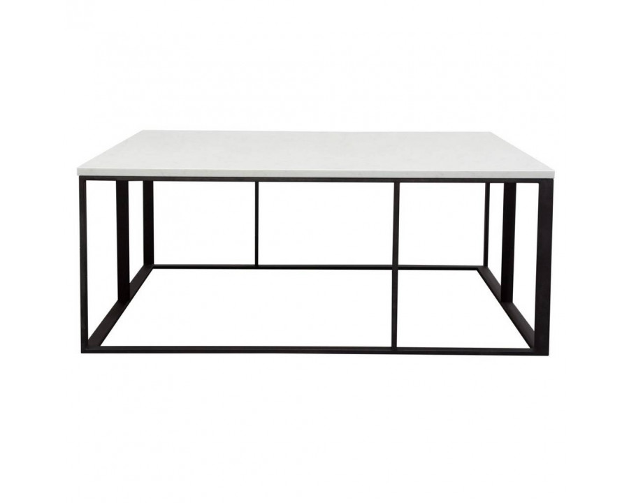 Diamond Sofa - Surface Square Cocktail Table with Engineered Marble Top & Black Powder Coated Metal Base