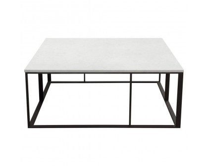 Diamond Sofa - Surface Square Cocktail Table with Engineered Marble Top & Black Powder Coated Metal Base