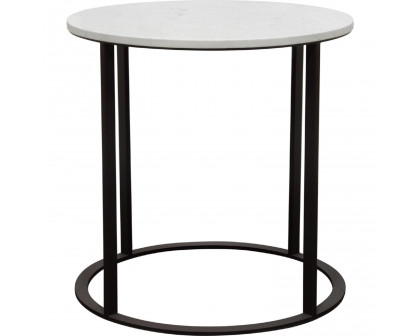 Diamond Sofa - Surface Round End Table with Engineered Marble Top & Black Powder Coated Metal Base