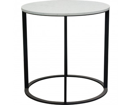 Diamond Sofa - Surface Round End Table with Engineered Marble Top & Black Powder Coated Metal Base