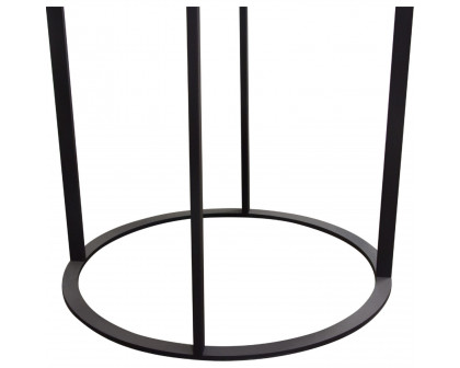 Diamond Sofa - Surface Round End Table with Engineered Marble Top & Black Powder Coated Metal Base