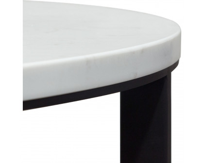 Diamond Sofa - Surface Round End Table with Engineered Marble Top & Black Powder Coated Metal Base