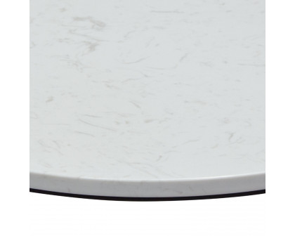 Diamond Sofa - Surface Round End Table with Engineered Marble Top & Black Powder Coated Metal Base