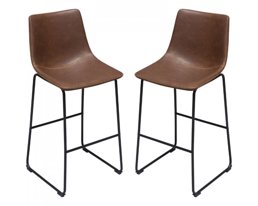 Diamond Sofa - Theo Leatherette Bar Height Chairs with Black Metal Base (Set of 2) in Chocolate