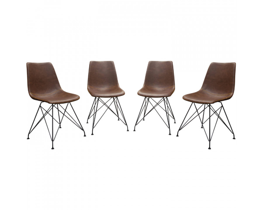 Diamond Sofa Theo Leatherette Dining Chairs with Black Metal Base (Set of 4) - Chocolate