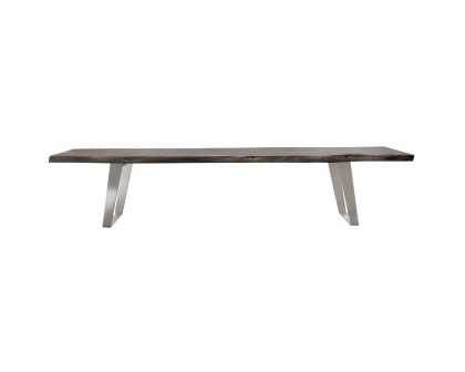 Diamond Sofa - Titan Solid Acacia Wood Accent Bench with Silver Metal Inlay & Base in Espresso Finish