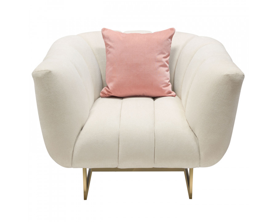 Diamond Sofa - Venus Fabric Chair with Contrasting Pillows & Gold Finished Metal Base in Cream