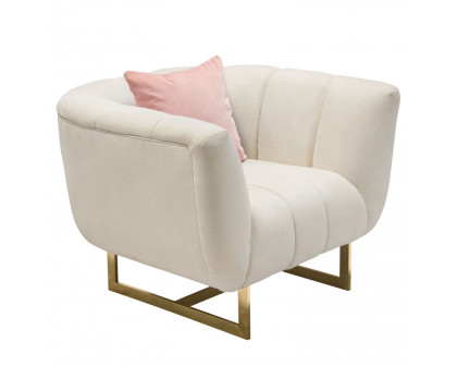 Diamond Sofa - Venus Fabric Chair with Contrasting Pillows & Gold Finished Metal Base in Cream