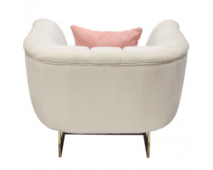 Diamond Sofa - Venus Fabric Chair with Contrasting Pillows & Gold Finished Metal Base in Cream