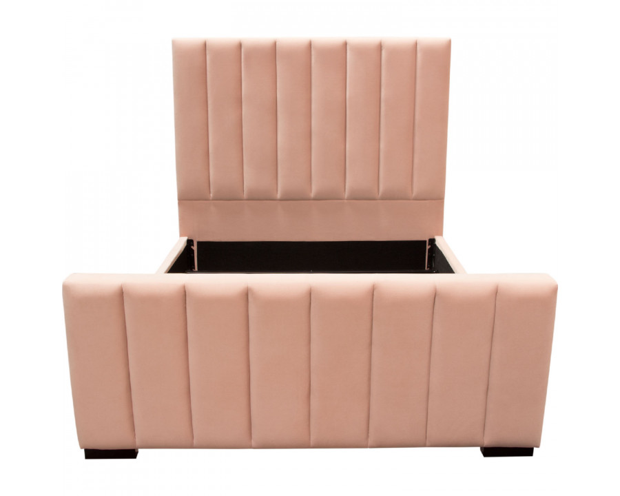 Diamond Sofa Venus Vertical Channel Velvet Tufted Eastern King Bed - Blush Pink