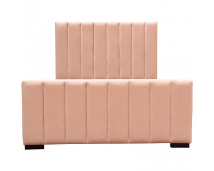 Diamond Sofa Venus Vertical Channel Velvet Tufted Eastern King Bed - Blush Pink