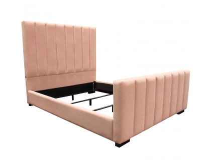 Diamond Sofa Venus Vertical Channel Velvet Tufted Eastern King Bed - Blush Pink