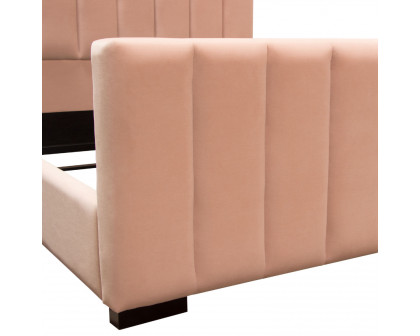 Diamond Sofa Venus Vertical Channel Velvet Tufted Eastern King Bed - Blush Pink