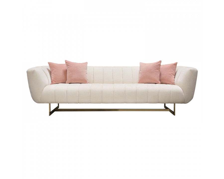 Diamond Sofa Venus Fabric Sofa with Contrasting Pillows & Gold Finished Metal Base - Cream