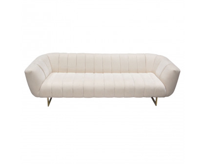 Diamond Sofa Venus Fabric Sofa with Contrasting Pillows & Gold Finished Metal Base - Cream