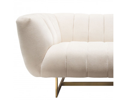 Diamond Sofa Venus Fabric Sofa with Contrasting Pillows & Gold Finished Metal Base - Cream