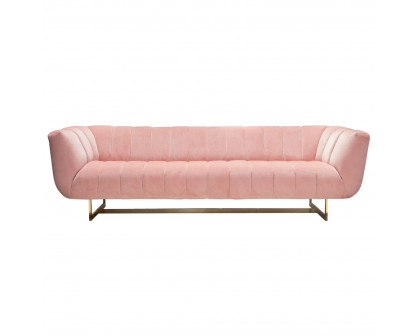 Diamond Sofa Venus Velvet Sofa with Contrasting Pillows & Gold Finished Metal Base - Blush Pink