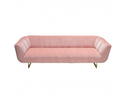 Diamond Sofa Venus Velvet Sofa with Contrasting Pillows & Gold Finished Metal Base - Blush Pink