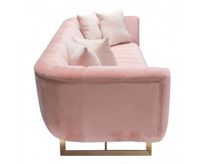 Diamond Sofa Venus Velvet Sofa with Contrasting Pillows & Gold Finished Metal Base - Blush Pink