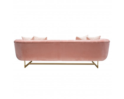 Diamond Sofa Venus Velvet Sofa with Contrasting Pillows & Gold Finished Metal Base - Blush Pink