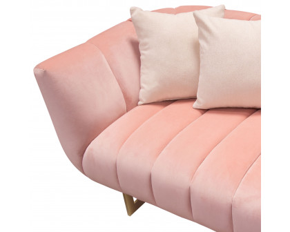 Diamond Sofa Venus Velvet Sofa with Contrasting Pillows & Gold Finished Metal Base - Blush Pink