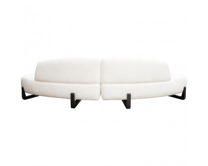 Diamond Sofa Vesper 2PC Faux Shearling Modular Curved Armless Chaise with Black Wood Leg Base - White